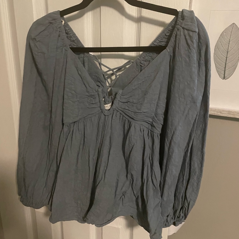 Mustard seed ash blue baby doll top